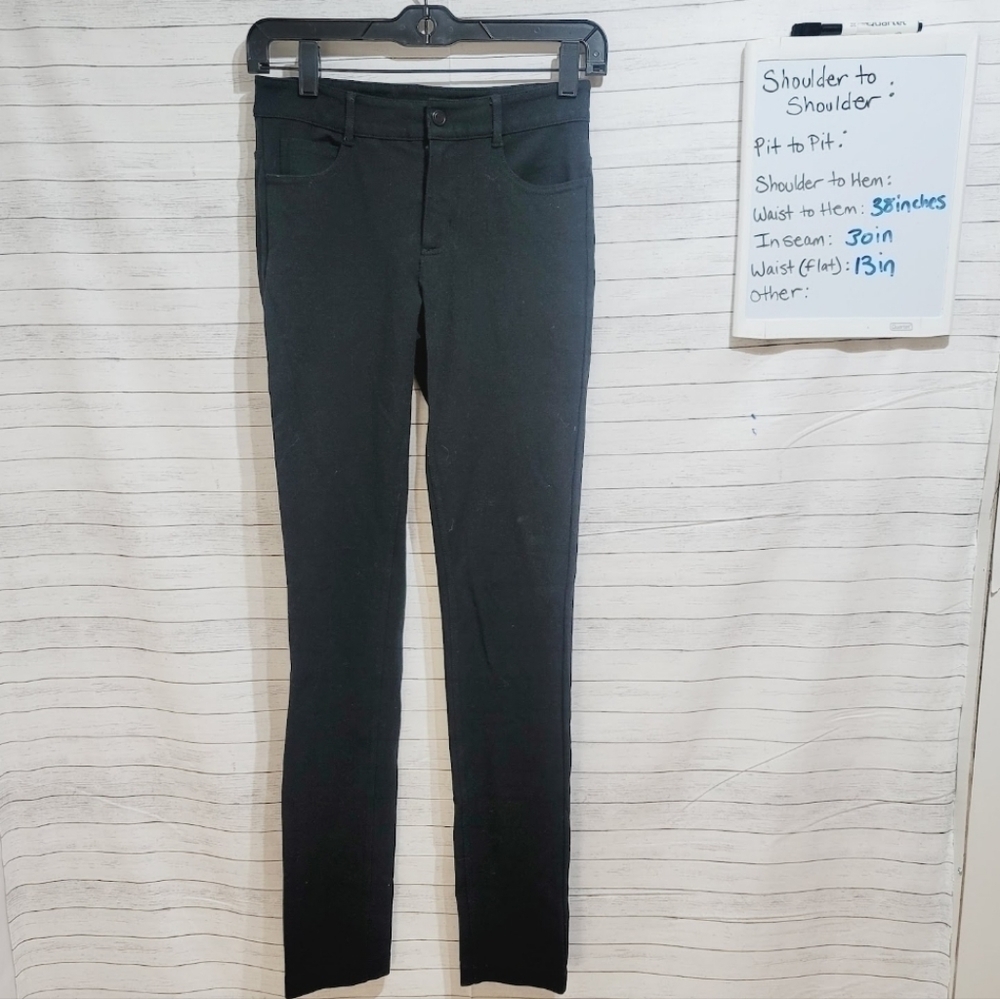 ATHLETA BLACK SKINNY PULL ON PANTS, SZ 0